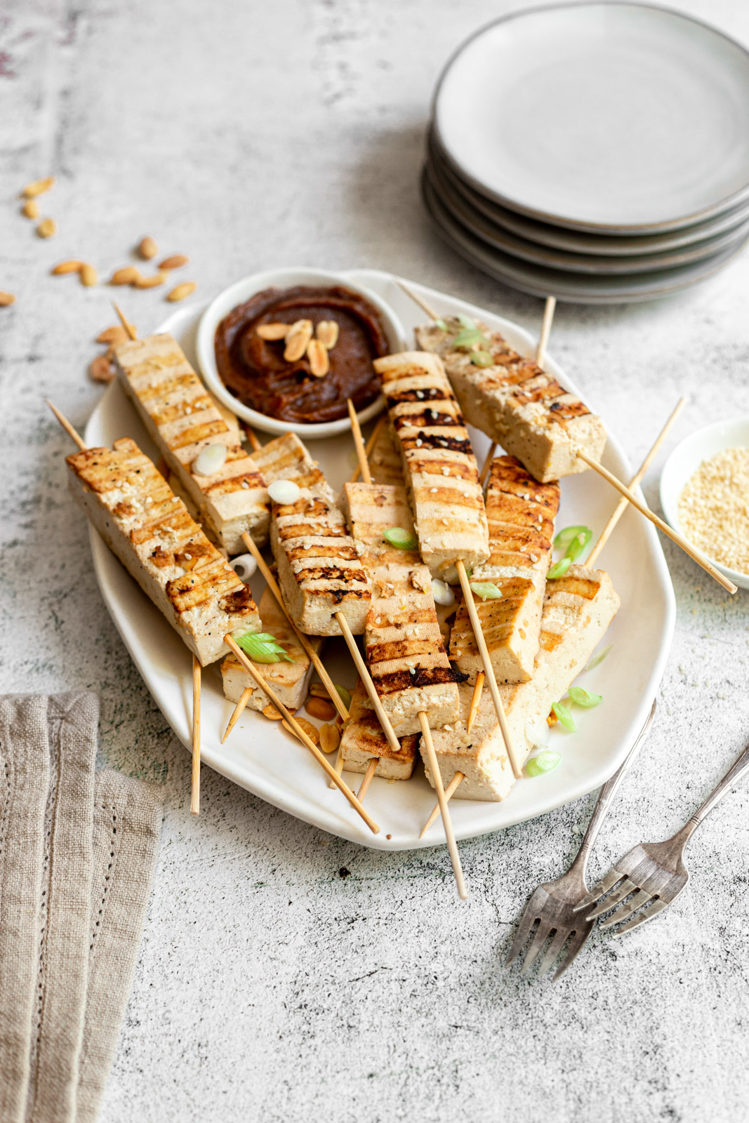 Tofu Satay Skewers with Peanut Sauce